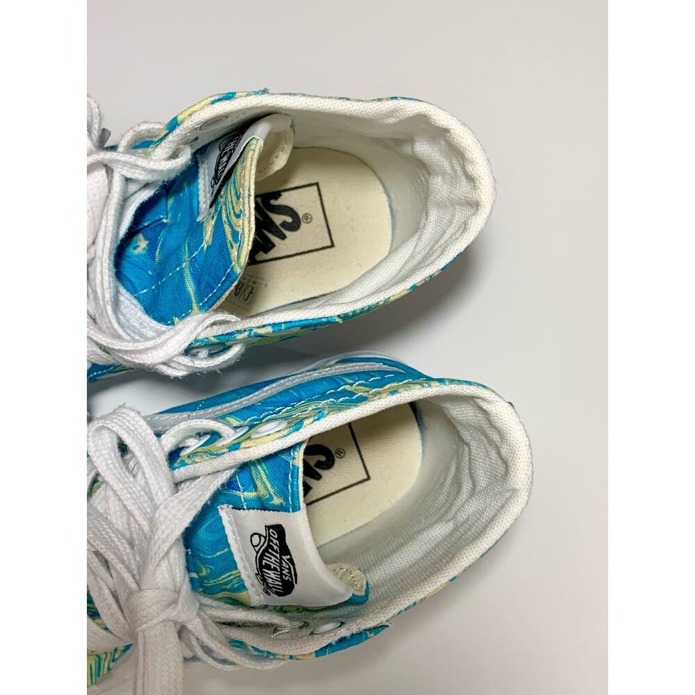Vans High Top Skate Shoes Blue Yellow Swirl Wmz Size 5 Mens 3.5 Worn Once - Picture 9 of 10